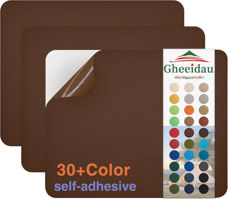 Gheeidau Canvas Repair Patch 9×11 Inch 3Pcs Waterproof Self-Adhesive Fabric Repair Patch for Tents,Boat Cover,Pop Up Canopy,Patio,Bags,Car Seats,Sofas,Furniture Cover(Brown) - Image 1